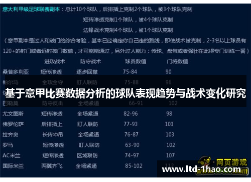 基于意甲比赛数据分析的球队表现趋势与战术变化研究